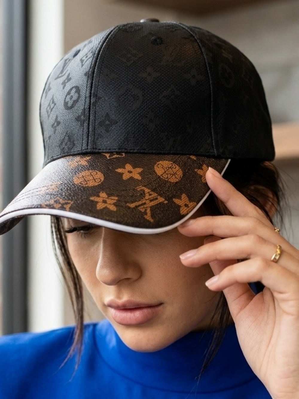 🆕 Designer-Inspired Black and Brown Monogram Baseball Cap